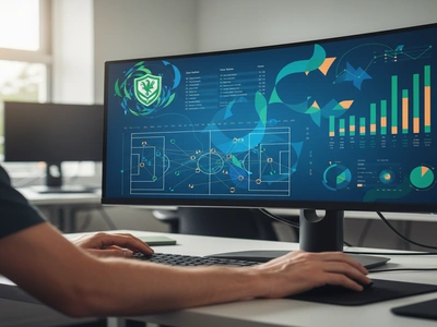 Football data and analytics on screen with Nailsea & Tickenham badge
