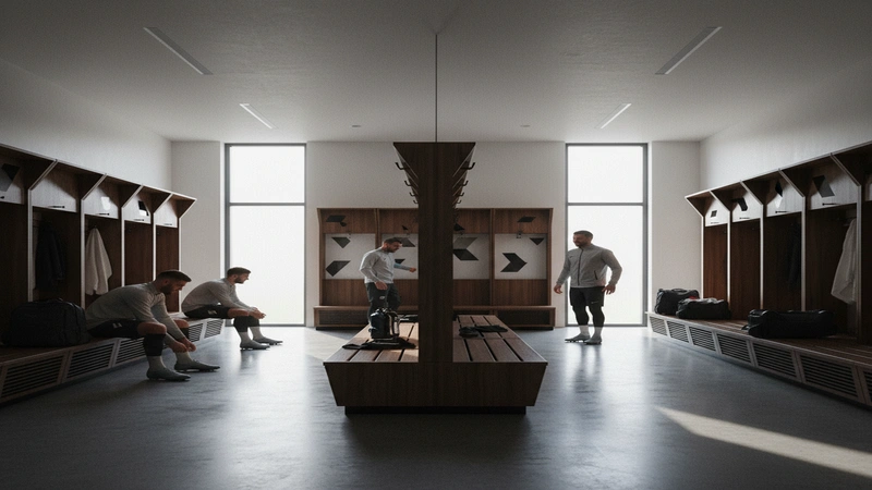 Modern football club facilities including changing rooms and clubhouse