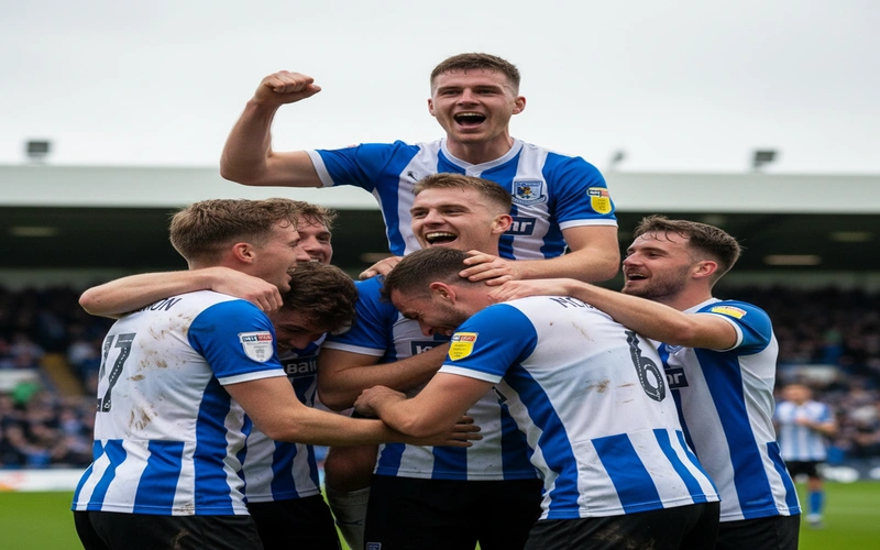 Nailsea and Tickenham players celebrating goal with teammates during competitive fixture